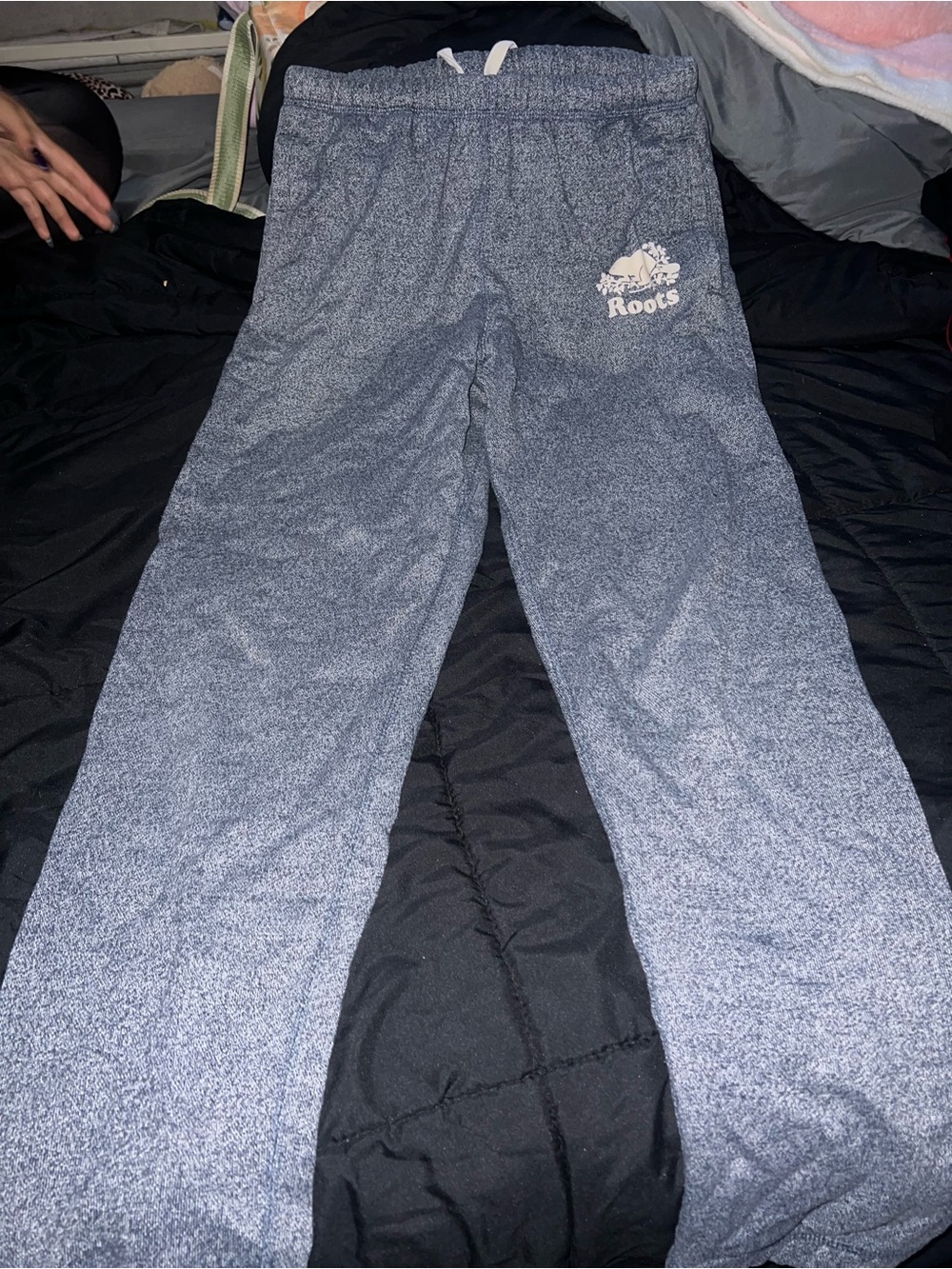 Roots Heathered Blue Lounge Pants with White Logo